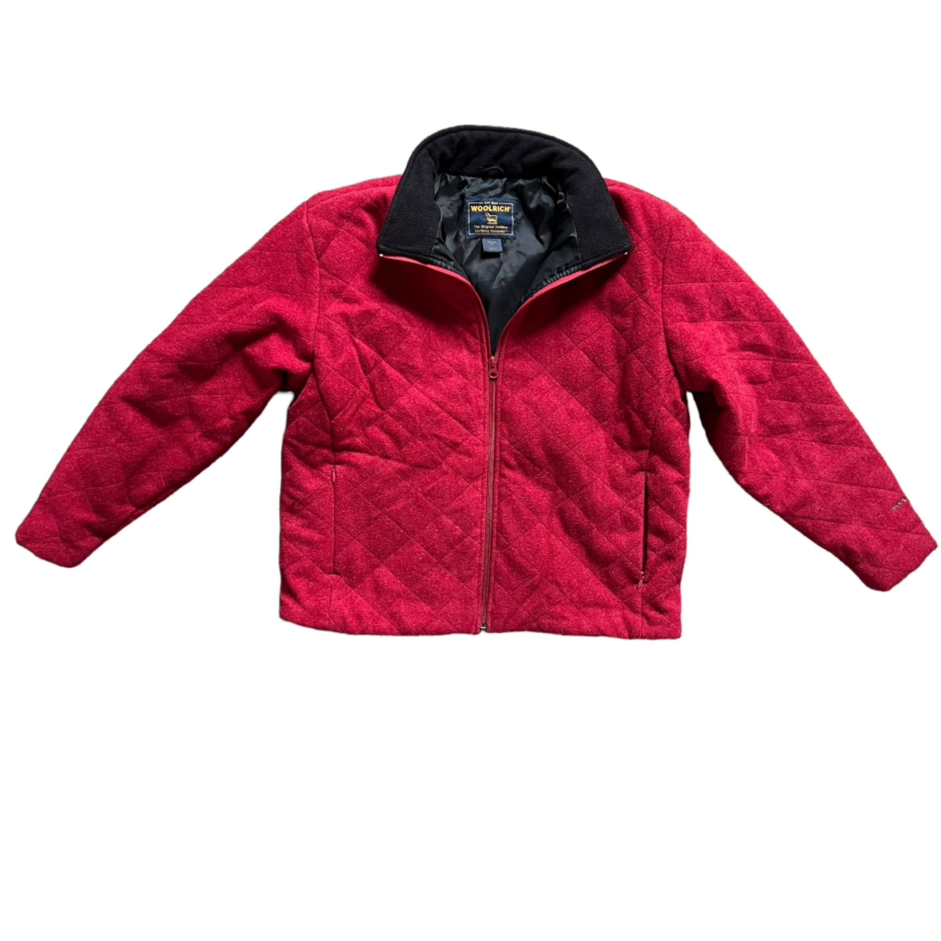 Woolrich 100% Wool Women's Red Ruby Heather Quilted Full Zip Jacket Size Medium